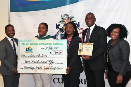 Minister of Youth, Sports and Culture the Hon. Lanisha Rolle and Director of Culture Rowena Sutherland joined the 45th National Independence Committee in celebrating Shania Roberts